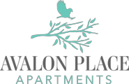 A logo for Avalon Place Apartments featuring a bird on a branch.